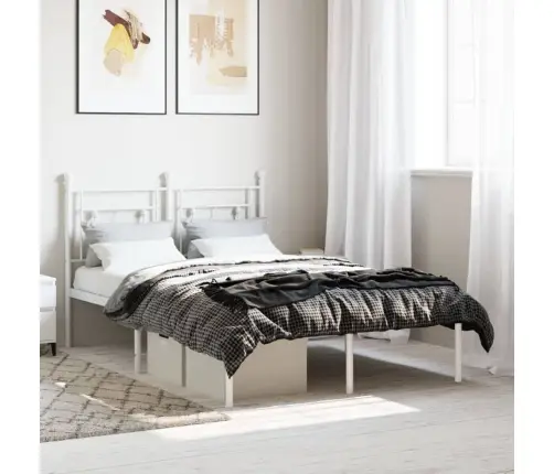 Metalinis Lovos Rėmas Su Galvūgaliu, Baltos Spalvos, 120X200Cm