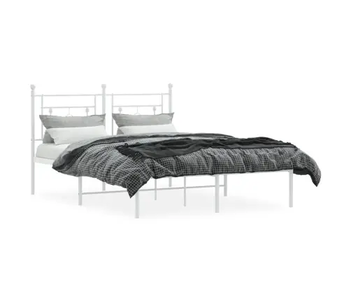 Gultas Rāmis Ar Galvgali, Balts Metāls, 140X190 Cm Vidaxl