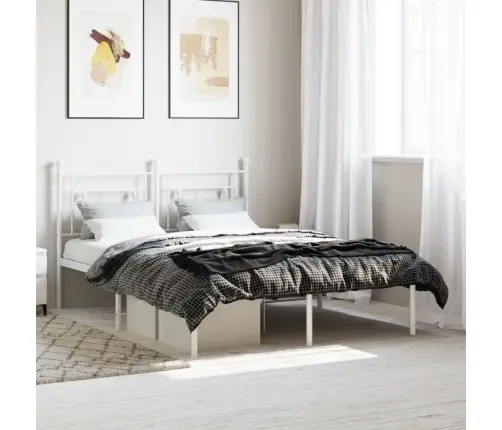 Metalinis Lovos Rėmas Su Galvūgaliu, Baltos Spalvos, 140X200Cm