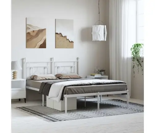 Metalinis Lovos Rėmas Su Galvūgaliu, Baltos Spalvos, 150X200Cm