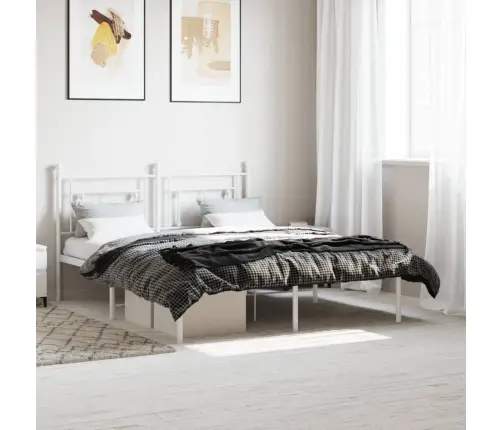 Metalinis Lovos Rėmas Su Galvūgaliu, Baltos Spalvos, 160X200Cm