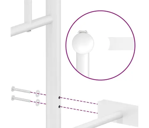 Metalinis Lovos Rėmas Su Galvūgaliu, Baltos Spalvos, 183X213Cm