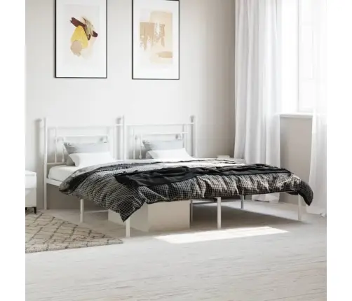 Metalinis Lovos Rėmas Su Galvūgaliu, Baltos Spalvos, 183X213Cm
