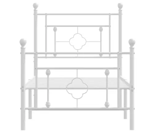 Metallist Voodiraam Peatsi Ja Jalutsiga, Valge, 75X190 Cm