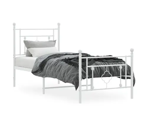 Metallist Voodiraam Peatsi Ja Jalutsiga, Valge, 80 X 200 Cm