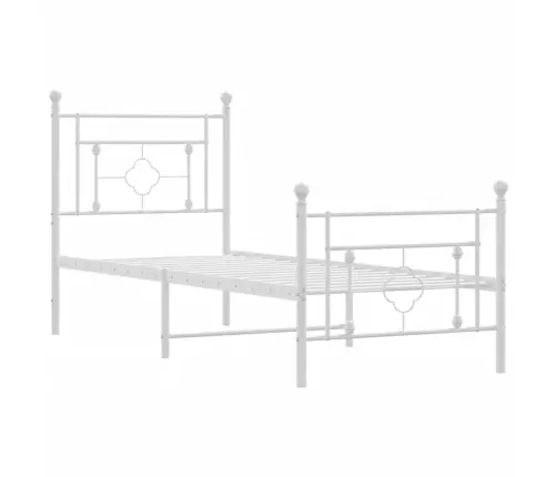 Metallist Voodiraam Peatsi Ja Jalutsiga, Valge, 80 X 200 Cm