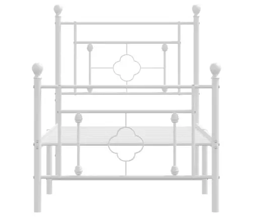 Metallist Voodiraam Peatsi Ja Jalutsiga, Valge, 80 X 200 Cm