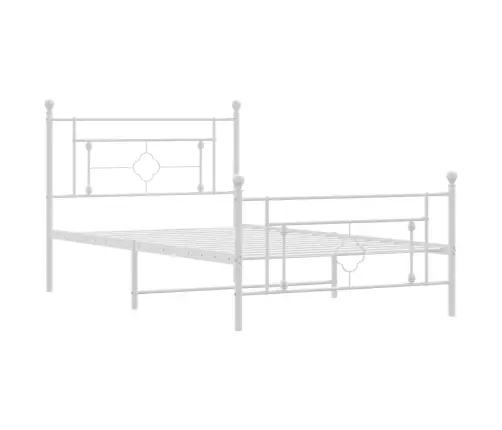 Metallist Voodiraam Peatsi Ja Jalutsiga, Valge, 107X203 Cm