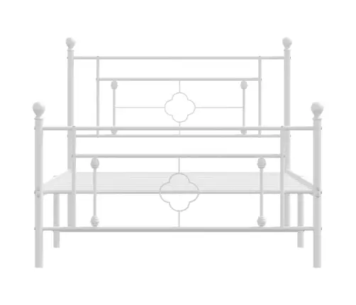 Metallist Voodiraam Peatsi Ja Jalutsiga, Valge, 107X203 Cm