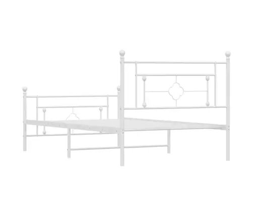 Metallist Voodiraam Peatsi Ja Jalutsiga, Valge, 107X203 Cm