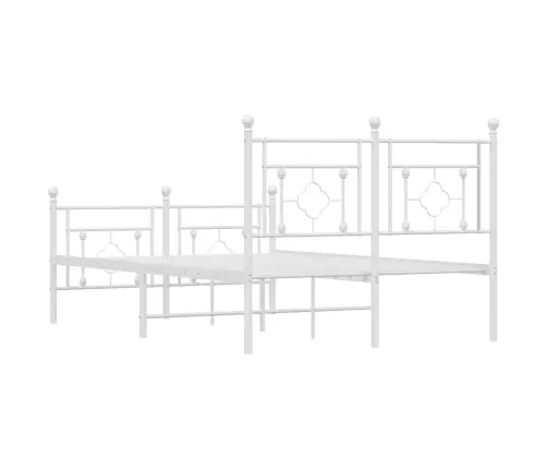 Gultas Rāmis Ar Galvgali Un Kājgali, Balts Metāls, 120X200 Cm Vidaxl