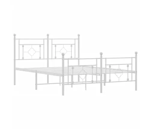 Gultas Rāmis Ar Galvgali Un Kājgali, Balts Metāls, 140X190 Cm Vidaxl