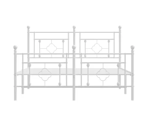 Gultas Rāmis Ar Galvgali Un Kājgali, Balts Metāls, 140X190 Cm Vidaxl