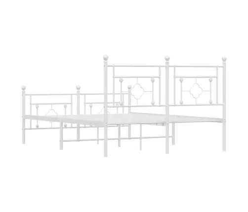 Gultas Rāmis Ar Galvgali Un Kājgali, Balts Metāls, 140X190 Cm Vidaxl