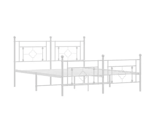 Gultas Rāmis Ar Galvgali Un Kājgali, Balts Metāls, 150X200 Cm Vidaxl