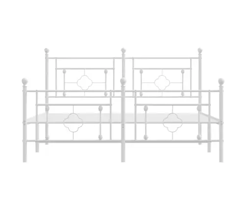 Gultas Rāmis Ar Galvgali Un Kājgali, Balts Metāls, 150X200 Cm Vidaxl