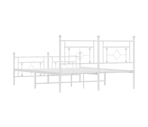 Gultas Rāmis Ar Galvgali Un Kājgali, Balts Metāls, 150X200 Cm Vidaxl