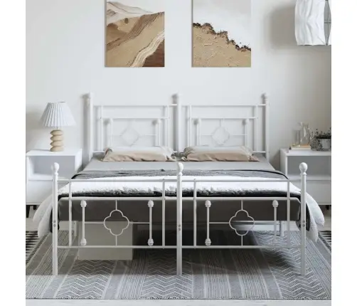Gultas Rāmis Ar Galvgali Un Kājgali, Balts Metāls, 193X203 Cm Vidaxl