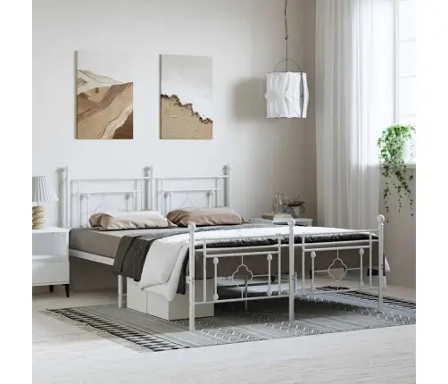 Gultas Rāmis Ar Galvgali Un Kājgali, Balts Metāls, 193X203 Cm Vidaxl