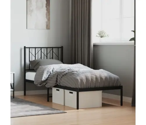 Metalinis Lovos Rėmas Su Galvūgaliu, Juodos Spalvos, 75X190Cm