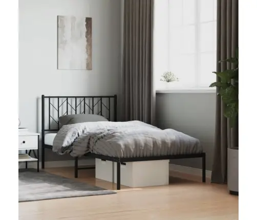 Metalinis Lovos Rėmas Su Galvūgaliu, Juodos Spalvos, 100X190Cm