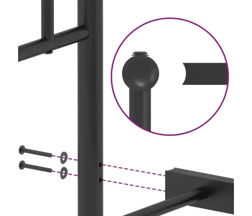 Metallist Voodiraam Peatsiga, Must, 140X190 Cm