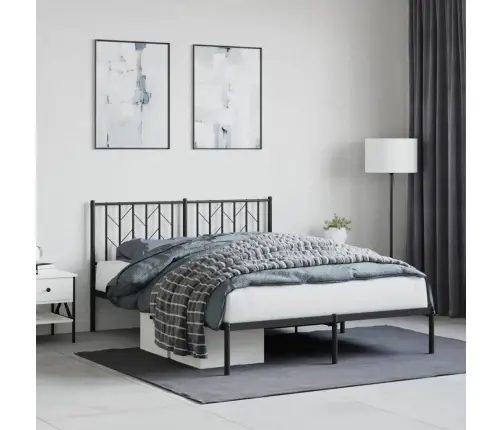 Metallist Voodiraam Peatsiga, Must, 140X190 Cm