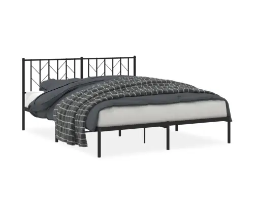 Gultas Rāmis Ar Galvgali, Melns Metāls, 160X200 Cm Vidaxl