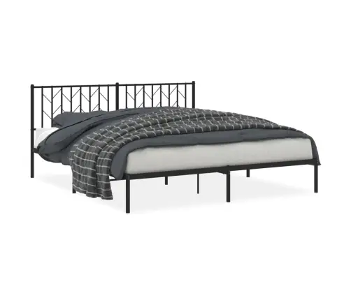 Gultas Rāmis Ar Galvgali, Melns Metāls, 183X213 Cm Vidaxl