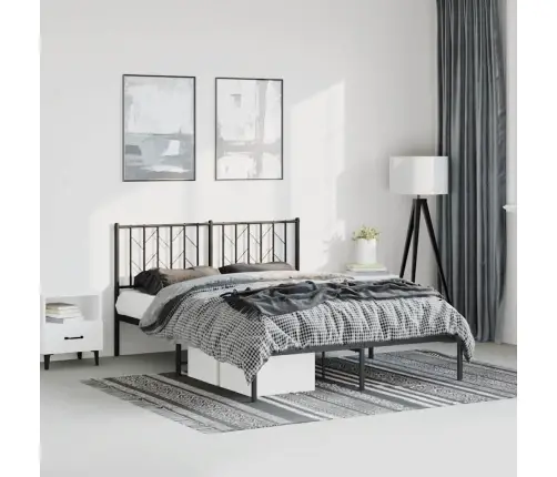 Metalinis Lovos Rėmas Su Galvūgaliu, Juodos Spalvos, 193X203Cm