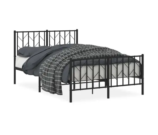 Gultas Rāmis Ar Galvgali Un Kājgali, Melns Metāls, 120X190 Cm Vidaxl