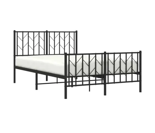 Gultas Rāmis Ar Galvgali Un Kājgali, Melns Metāls, 120X190 Cm Vidaxl
