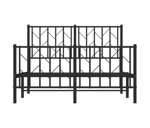 Gultas Rāmis Ar Galvgali Un Kājgali, Melns Metāls, 120X190 Cm Vidaxl