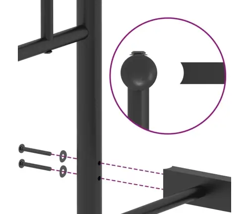 Gultas Rāmis Ar Galvgali Un Kājgali, Melns Metāls, 120X190 Cm Vidaxl