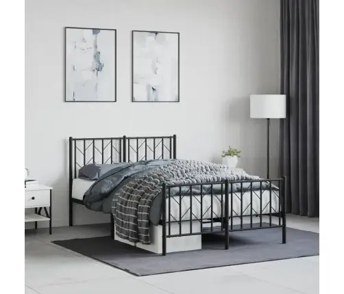 Gultas Rāmis Ar Galvgali Un Kājgali, Melns Metāls, 120X200 Cm Vidaxl Gultas Rāmis Ar Galvgali Un Kājgali, Melns Metāls, 120X200 Cm Vidaxl