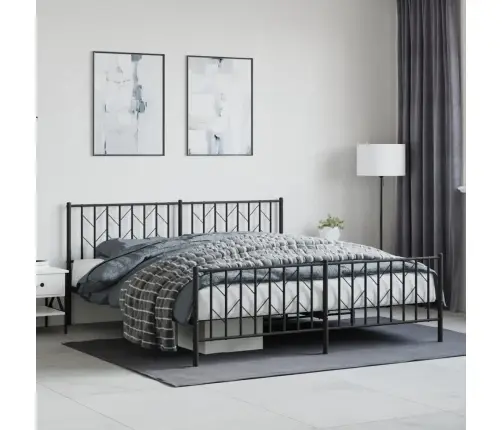 Metāla Gultas Rāmis Bez Matrača, Ar Kājgali, Melns, 180X200 Cm Vidaxl