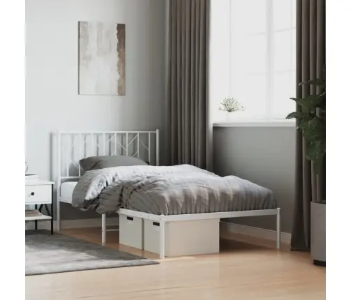 Metalinis Lovos Rėmas Su Galvūgaliu, Baltos Spalvos, 100X190Cm