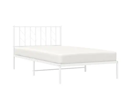 Gultas Rāmis Ar Galvgali, Balts Metāls, 107X203 Cm Vidaxl