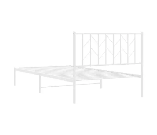 Gultas Rāmis Ar Galvgali, Balts Metāls, 107X203 Cm Vidaxl