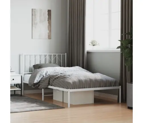 Gultas Rāmis Ar Galvgali, Balts Metāls, 107X203 Cm Vidaxl