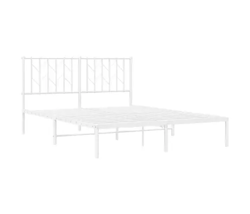 Gultas Rāmis Ar Galvgali, Balts Metāls, 140X190 Cm Vidaxl