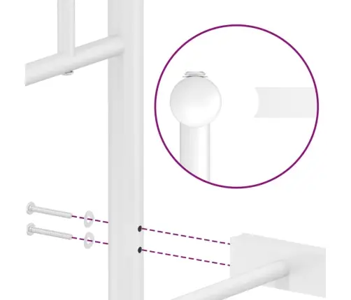 Gultas Rāmis Ar Galvgali, Balts Metāls, 140X190 Cm Vidaxl