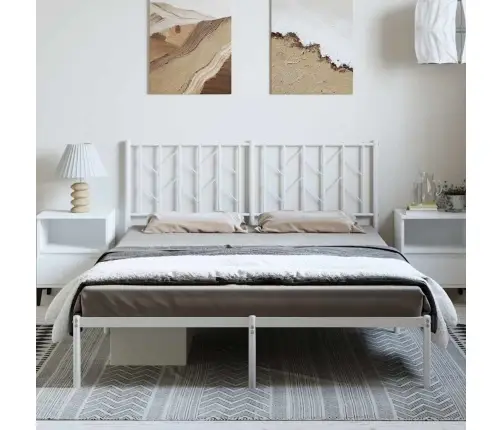 Gultas Rāmis Ar Galvgali, Balts Metāls, 150X200 Cm Vidaxl