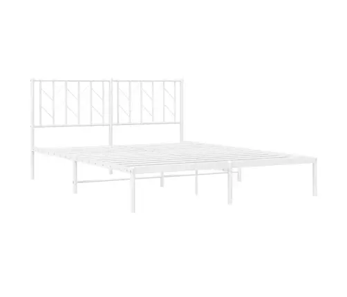 Gultas Rāmis Ar Galvgali, Balts Metāls, 150X200 Cm Vidaxl