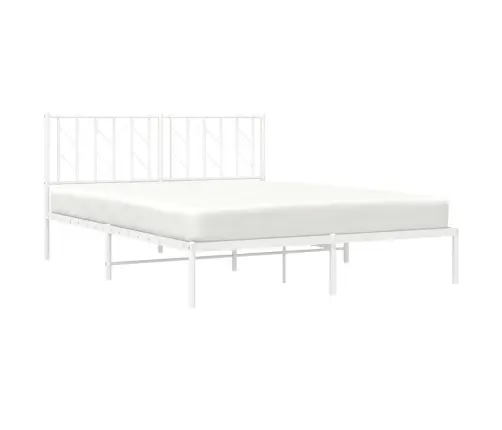 Gultas Rāmis Ar Galvgali, Balts Metāls, 150X200 Cm Vidaxl