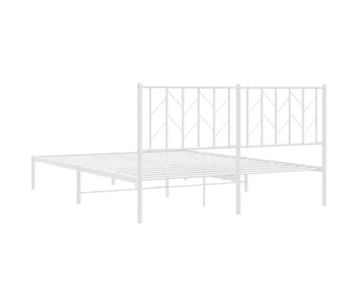 Gultas Rāmis Ar Galvgali, Balts Metāls, 150X200 Cm Vidaxl