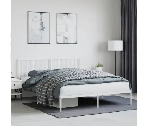 Metalinis Lovos Rėmas Su Galvūgaliu, Baltos Spalvos, 160X200Cm