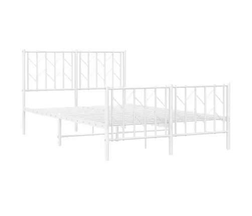 Gultas Rāmis Ar Galvgali Un Kājgali, Balts Metāls, 120X190 Cm Vidaxl