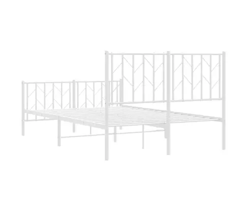 Gultas Rāmis Ar Galvgali Un Kājgali, Balts Metāls, 120X200 Cm Vidaxl