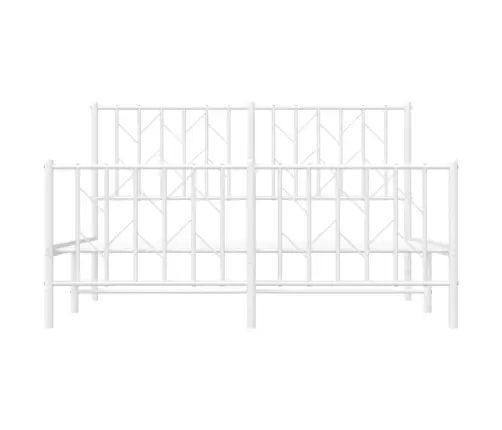Gultas Rāmis Ar Galvgali Un Kājgali, Balts Metāls, 140X200 Cm Vidaxl